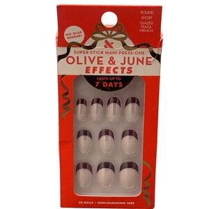 Olive & June Super Stick Mani Press-Ons Glazed Plaza French Round Short 32 Nails
